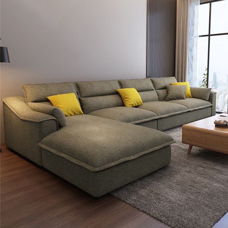 Modern 4-seater Linen Sectional Slipcovered Sloped Arm Sectional