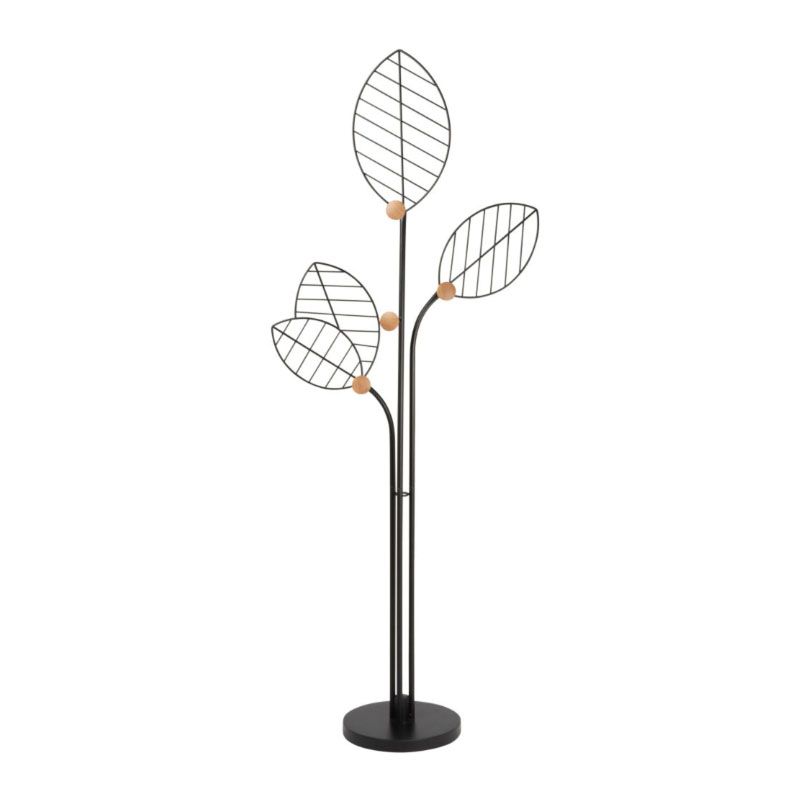 Contemporary Coat Rack Free Standing Leaf Shape Coat Hook Metal Hall Stand