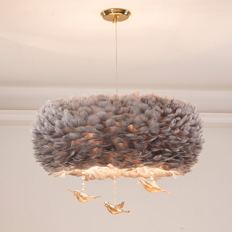 Lustre de lustre en forme de nid de plumes