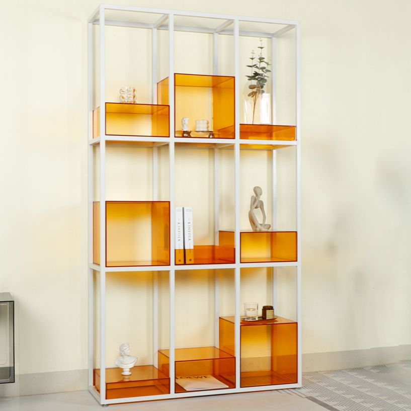 Scandinavian Open Etagere Bookshelf with Iron Frame Acrylic Bookcase