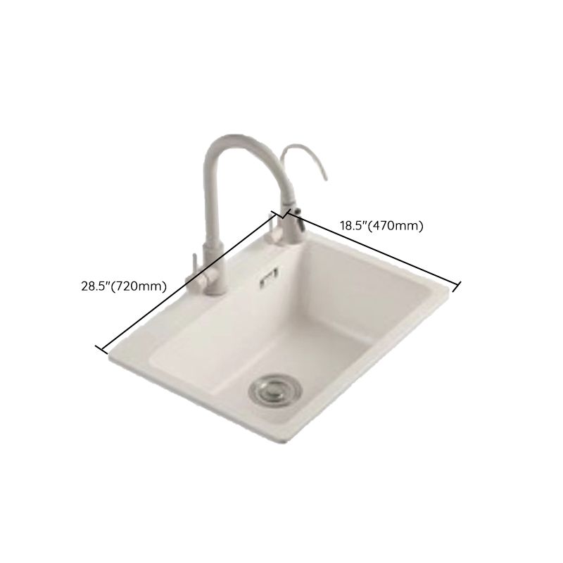 Modern Style Kitchen Sink Overflow Hole Design Drop-In Quartz Kitchen Sink in Beige