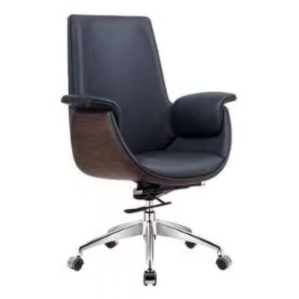 Ergonomic Faux Leather Desk Chair Swivel Padded Arms Chair with Wheels