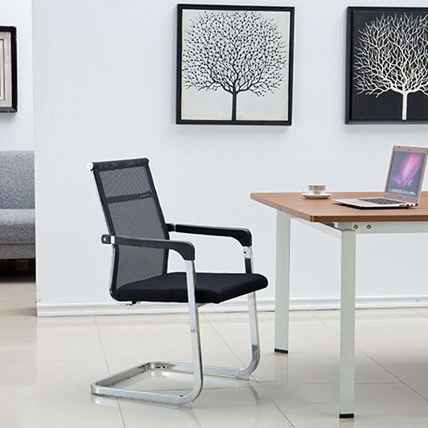 Contemporary Ergonomic Office Chair No Wheels Fixed Arms Task Chair