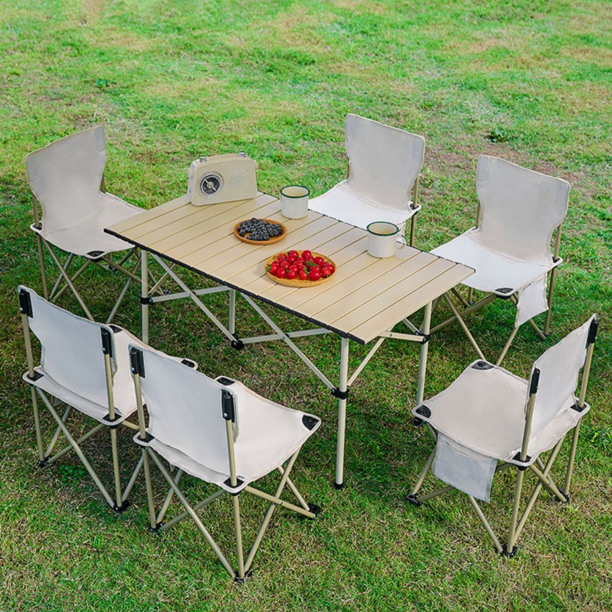 Industrial Steel Folding Table Outdoor 21.7"H Foldable Camping Table