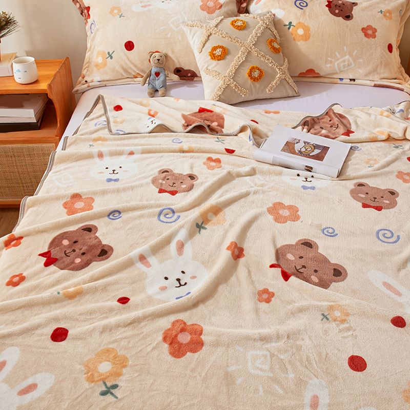 Vintage Bed Sheet Cartoon Printed Wrinkle-Free Non-Pilling Flannel Sheet