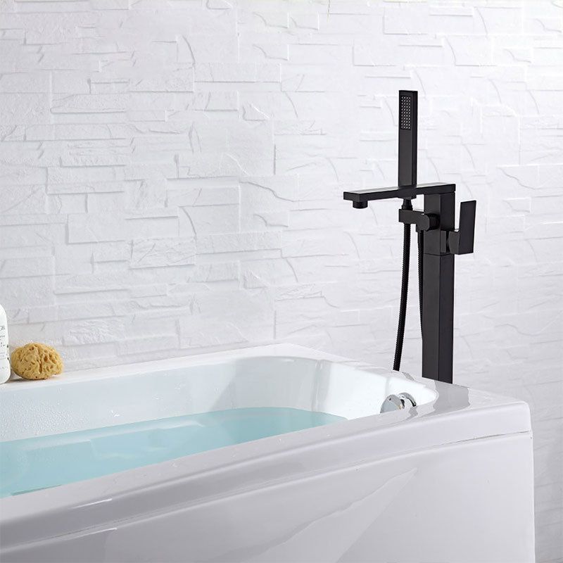 Modern Free Standing Faucet Rod Handle Handheld Shower Head Bathtub Faucet