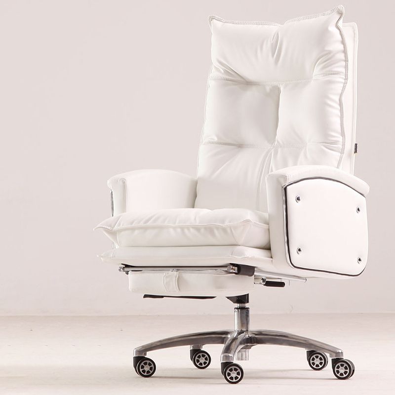 Modern Upholstered Task Chair Faux Leather Arm Chair with Wheels