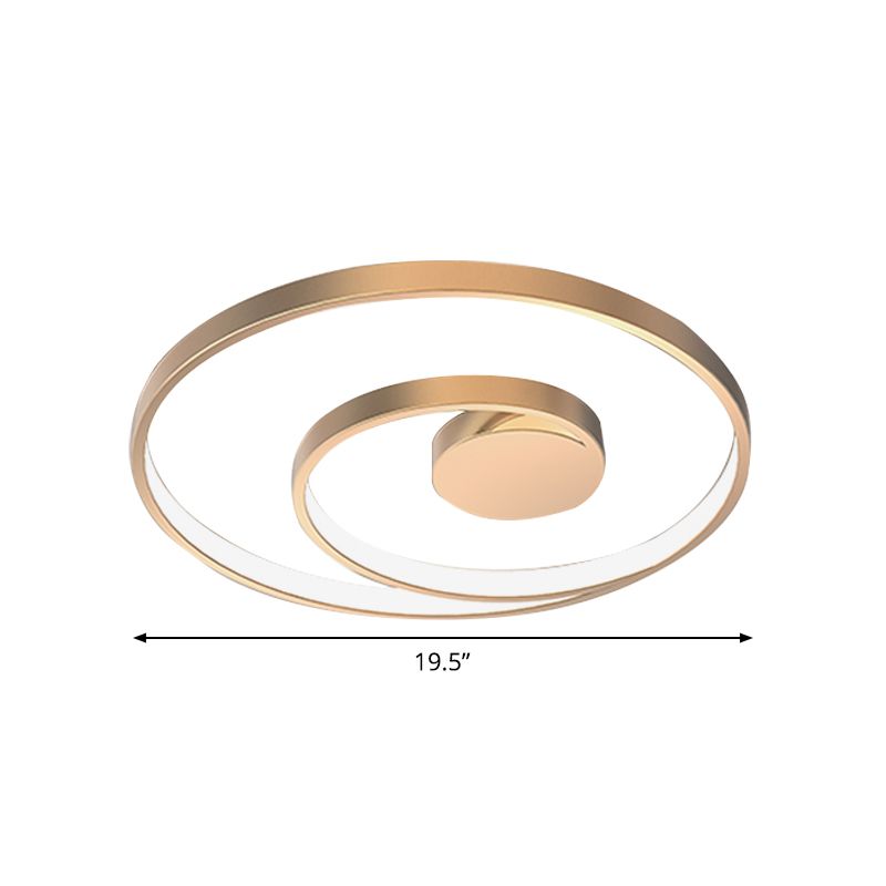 Anillo espiral metálico integrado LED moderno Sala de estar de huéspedes de oro lámpara de techo