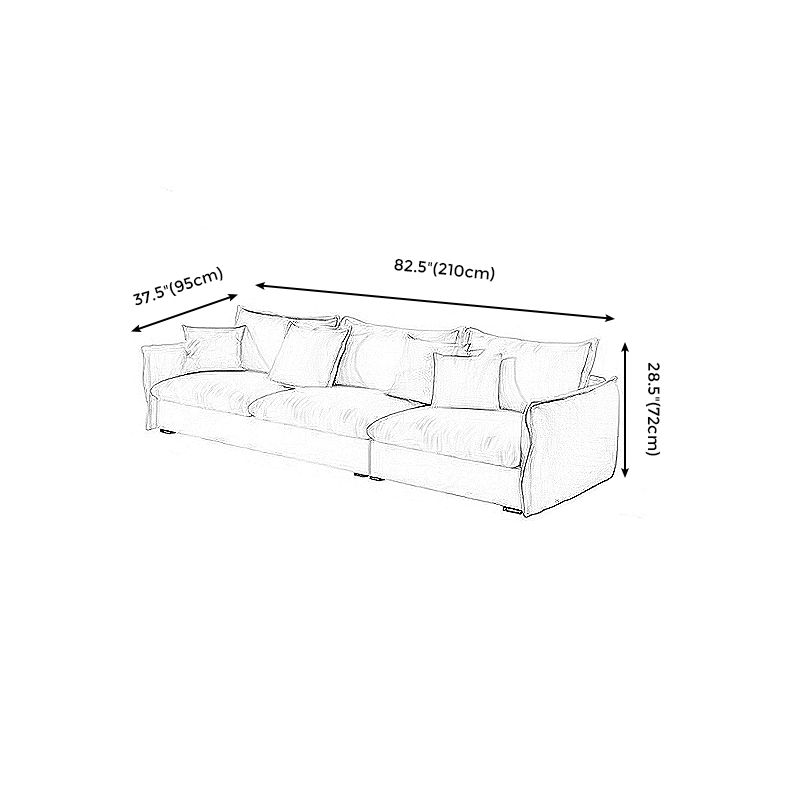 Contemporary Living Room Square Arm Sofa Beige Pillow Back Settee