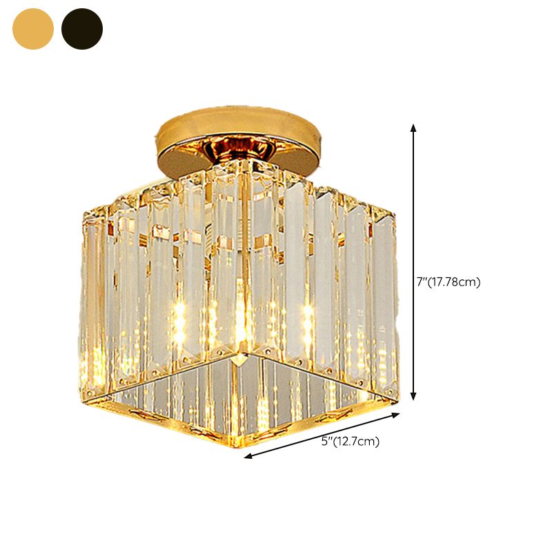 Contemporary Ceiling Lamp Crystal Shade Flush Mount Light Fixture