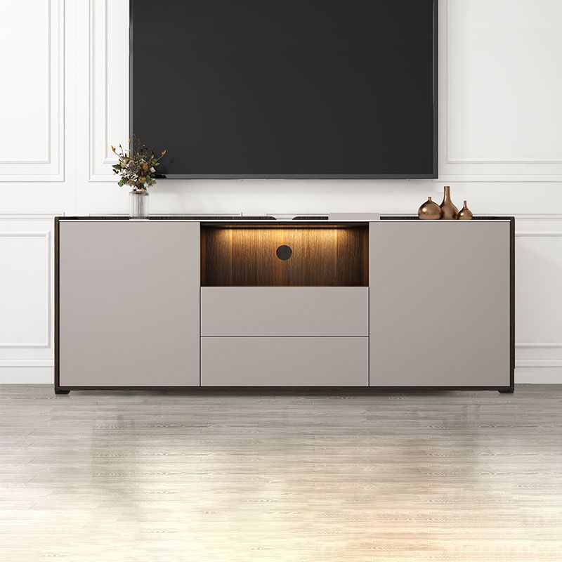 Contemporary Style Stone TV Stand 2 Doors and 2 Drawers TV Cabinet