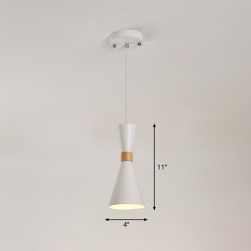 Hourglass Pendant Light Fixture Nordic Metallic 1-Light Bedside Hanging Ceiling Light