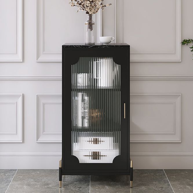 Glass Door Iron Sideboard Modern Server Cabinet with Storage for Living Room