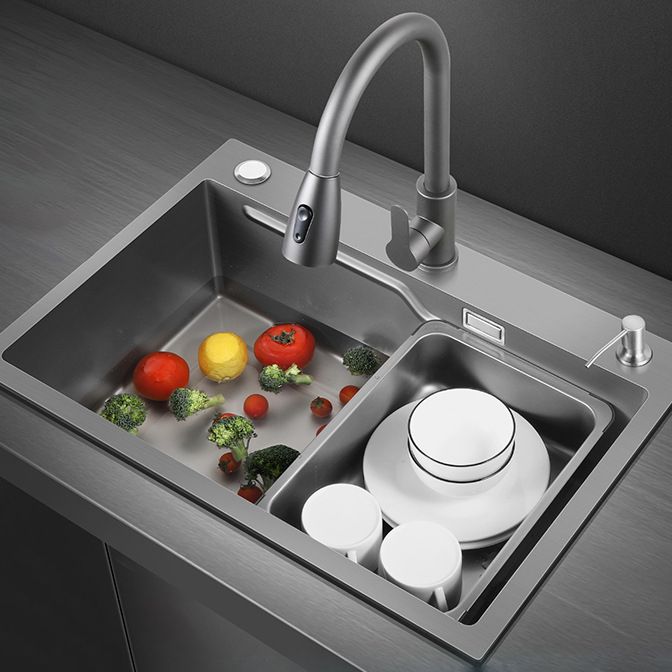 Contemporary Kitchen Sink Double Bowl Kitchen Sink with Rectangular Shape