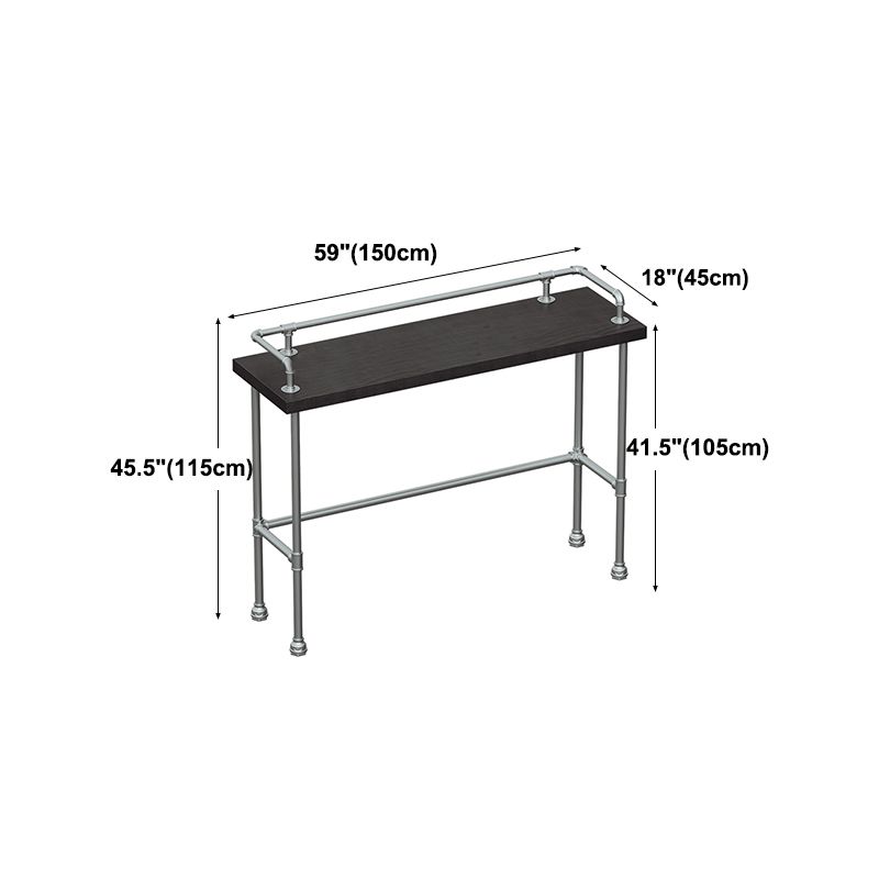 Industrial Wood Pub Table with Rectangle Table Top Silver Trestle Table - 42" H