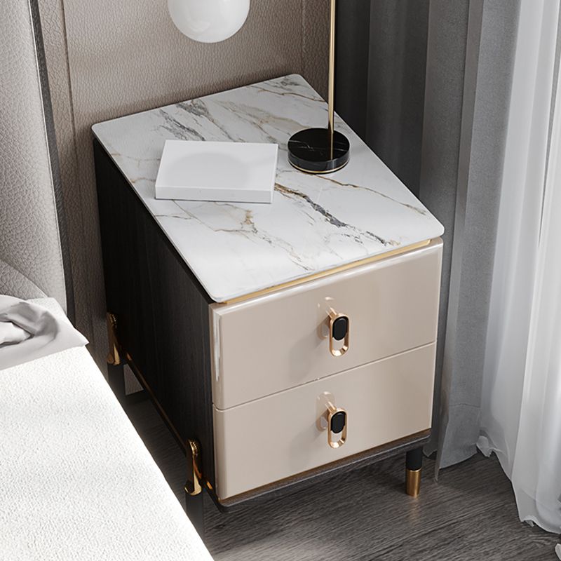 Contemporary Accent Table Nightstand Stone Night Table for Bedroom