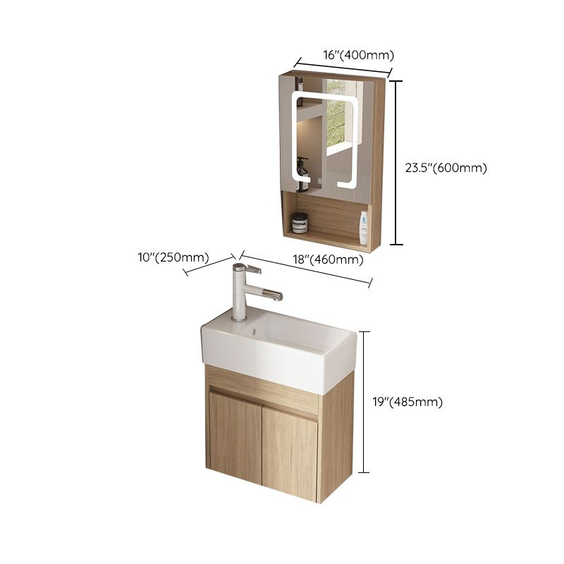 Basic Wooden Sink Vanity Wall-Mounted Vanity Cabinet with Mirror Cabinet