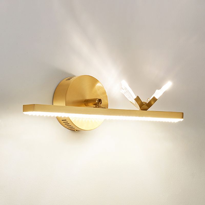 Modern Minimalist Streamlined Wall Mounted Vanity Lights Copper Vanity Wall Light Fixtures for Bathroom