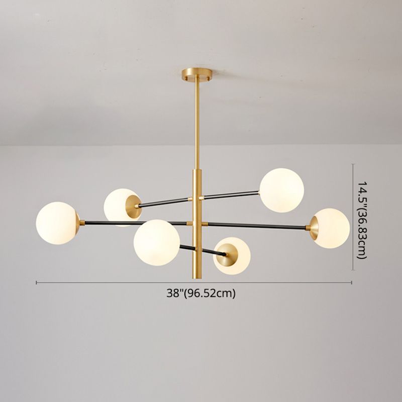 Lustre suspendu post-moderne Light Satin Opal Verre Plafond Chandelier en or pour le salon