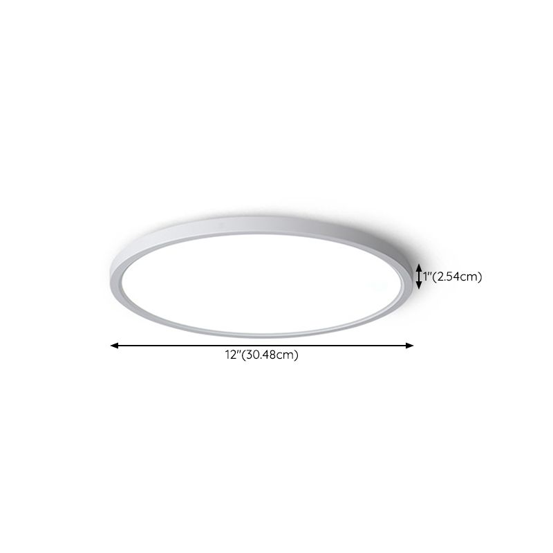 White Round Ceiling Mount Light Modern Style LED with Plastic Shade for Bedroom