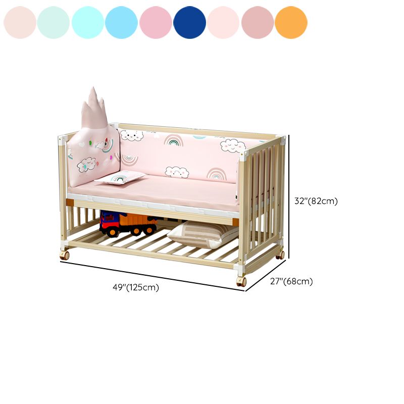 Scandinavian Wooden Baby Crib Storage Animal Pattern Nursery Crib