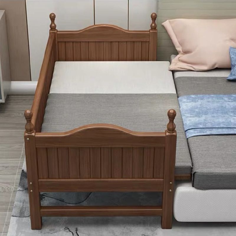 Traditional Nursery Crib Walnut Brown with Guardrail Nursery Bed