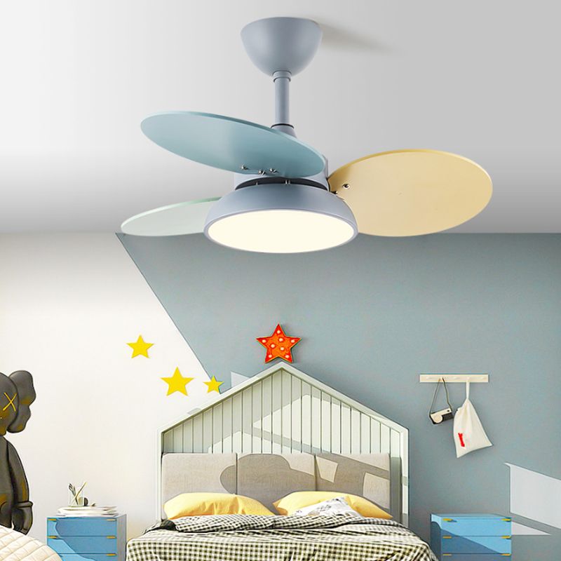 Round Kids Room plafond lampe à fans acrylique LED Macaron Semi Flush Mount luminaire