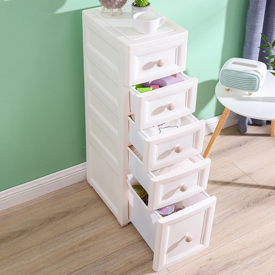 Scandinavian Vertical Plastic Baby Dresser with Drawers for Bedroom