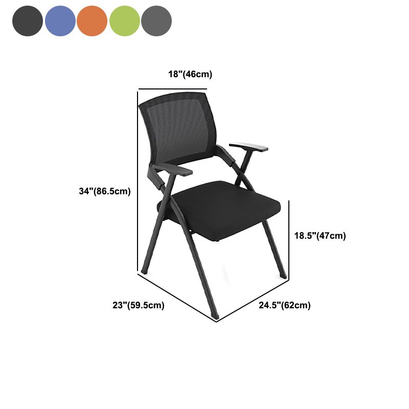 Modern Steel Frame Conference Chair Mesh Mid Back Fixed Arms Chair