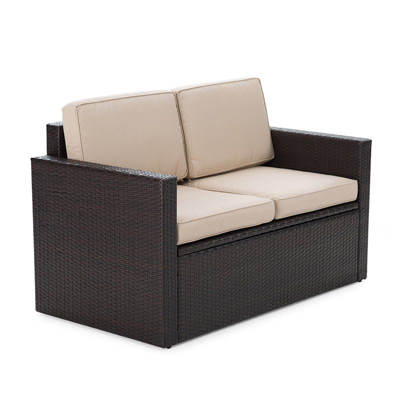 Contemporary Rattan Outdoor Sofa UV Resistant Patio Sofa with Cushion