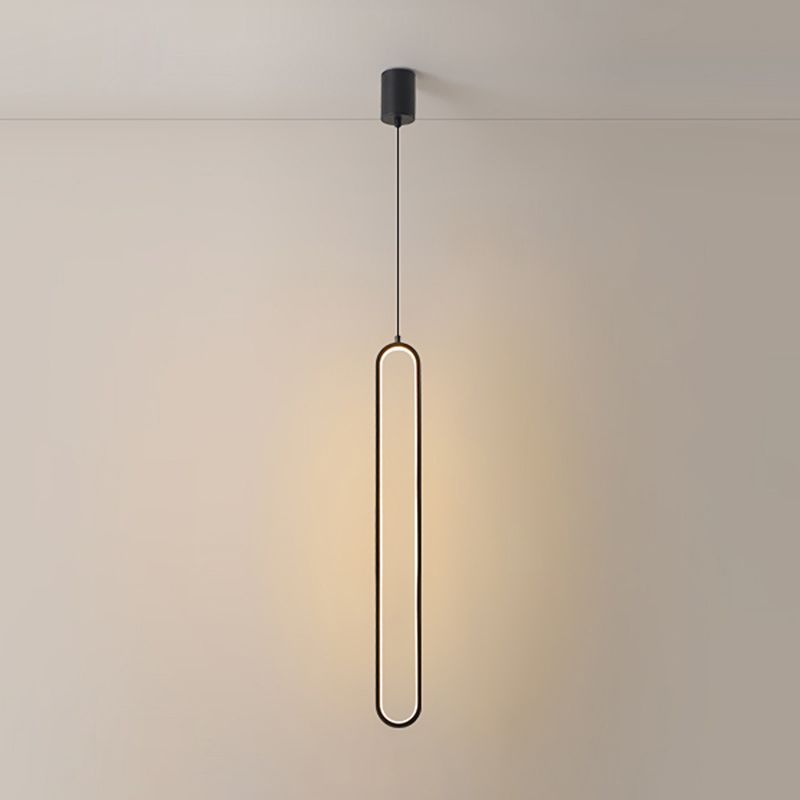 Linear Shape Metal Pendant Light Modern Style 1 Light Hanging Lamp in Black