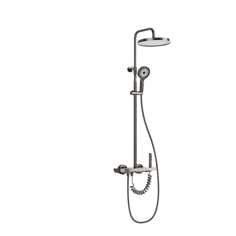 Modern Shower Head Combo Solid Color Slide Bar Included Tub and Shower Faucet