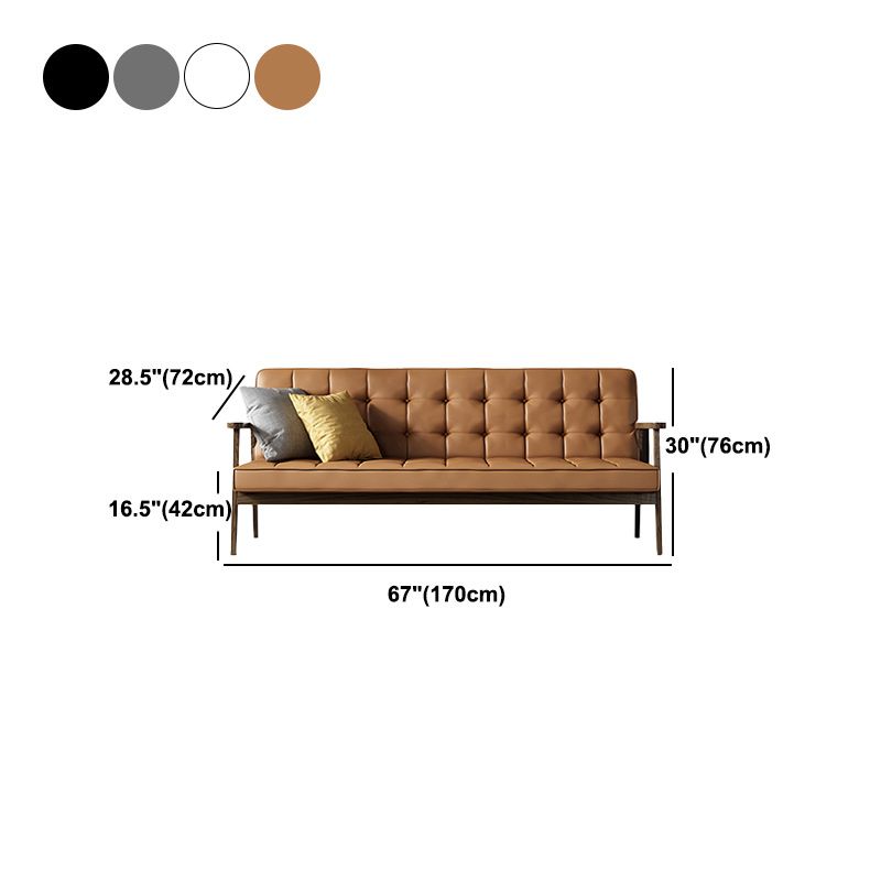 Faux Leather Sofa 28.34" D x 29.52" H Square Arm Sofa for Living Room