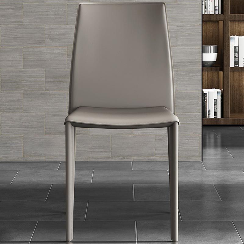 Contemporary Leather Side Dining Chair Parsons Armless Chair for Dining Room