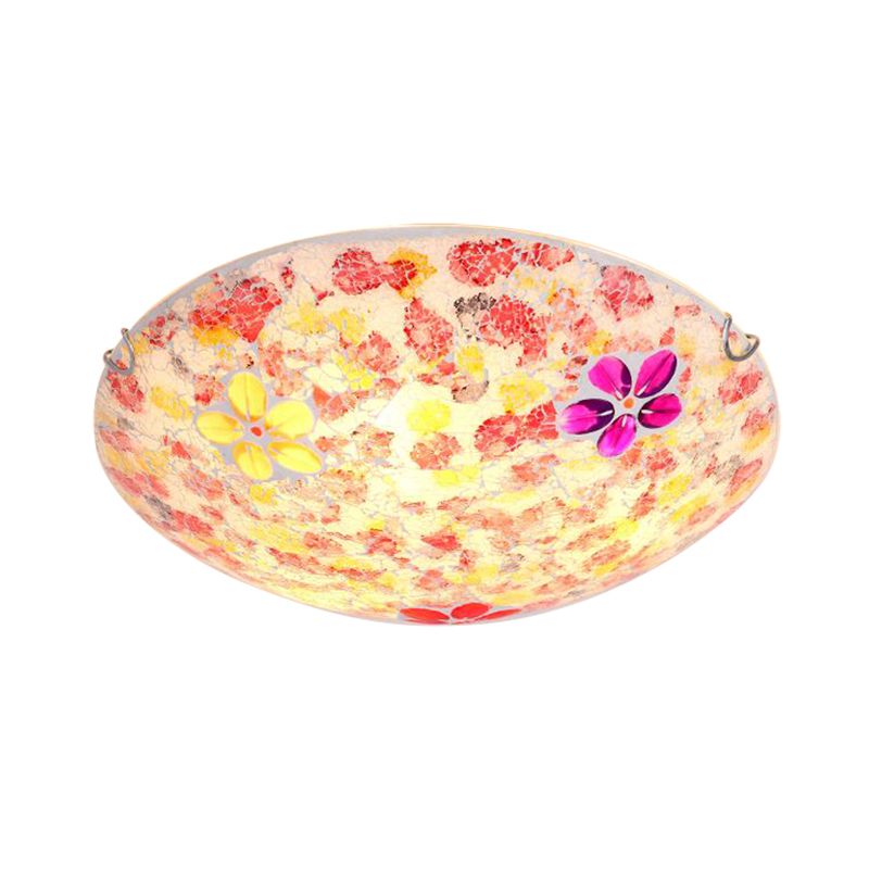 Plafonnier floral à 2/3 lumières, luminaire en verre teinté rouge Tiffany, 12"/16"/19,5" de large