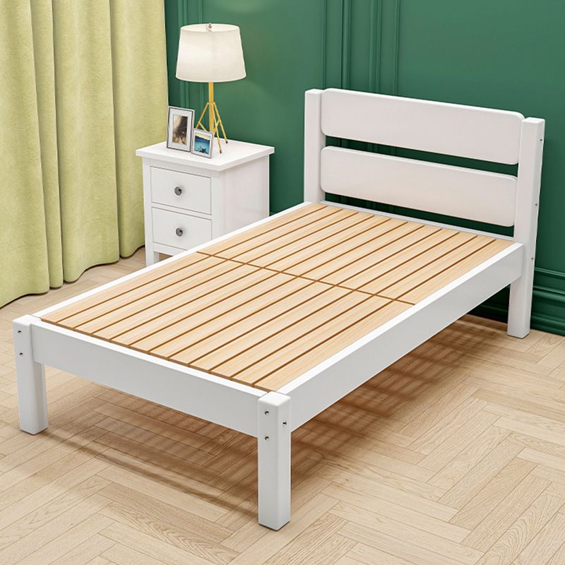 Contemporary Solid Wood Standard Bed with Rectangle Headboard