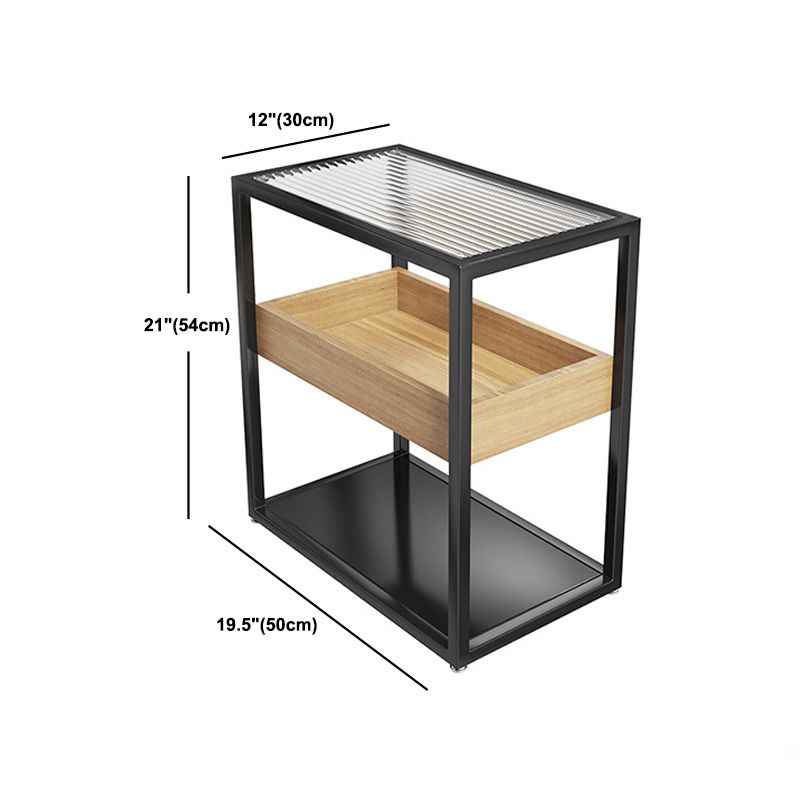 21 Inch H Modern Nightstand Glass Top Open Storage Shelf Included Night Table