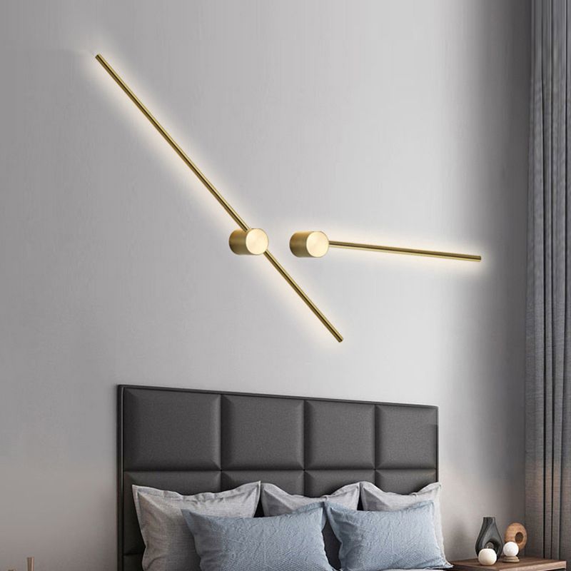 1-Light Linear Sconce Lights Modern Metal Wall Lighting Ideas in Gold