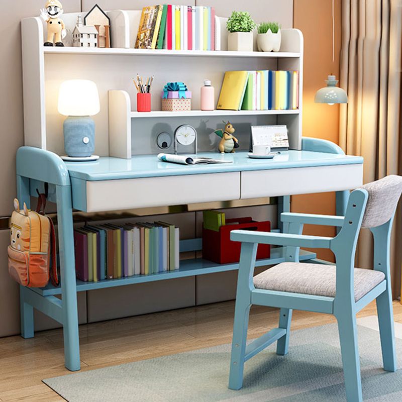 Adjustable Kids Desk with with Storage Shelves Wood 23.6"W Child Desk