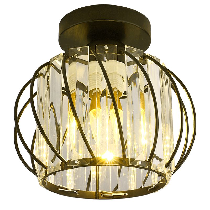 Lantern Semi Flush Light Armatures Modern 1-Light Semi Flush Mount Lamp met heldere kristalschaduw