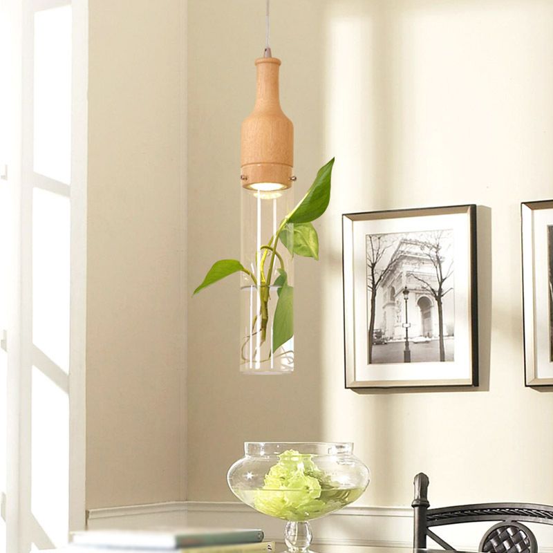 Simplicity Bottle Shaped Planter Ceiling Light Clear Glass Bedroom Hanging Pendant Light