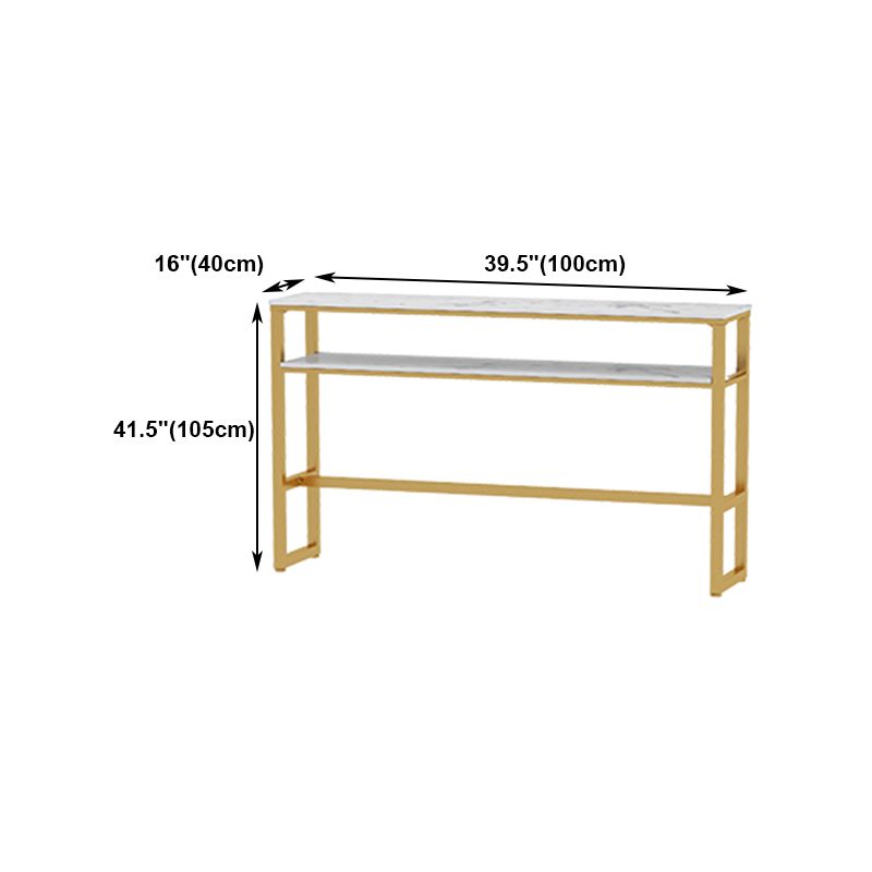 Traditional Luxury Bar Table Rectangle Stone Bar Table with Trestle Base