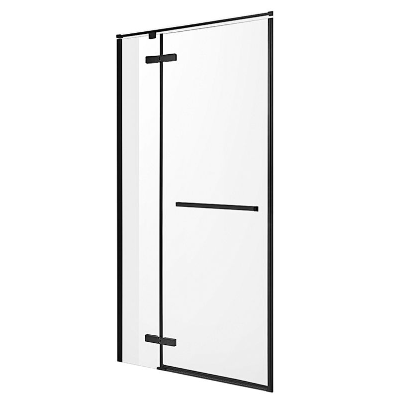 Hinged Stainless Steel Semi Frameless Shower Screen Black Narrow Edge Shower Door