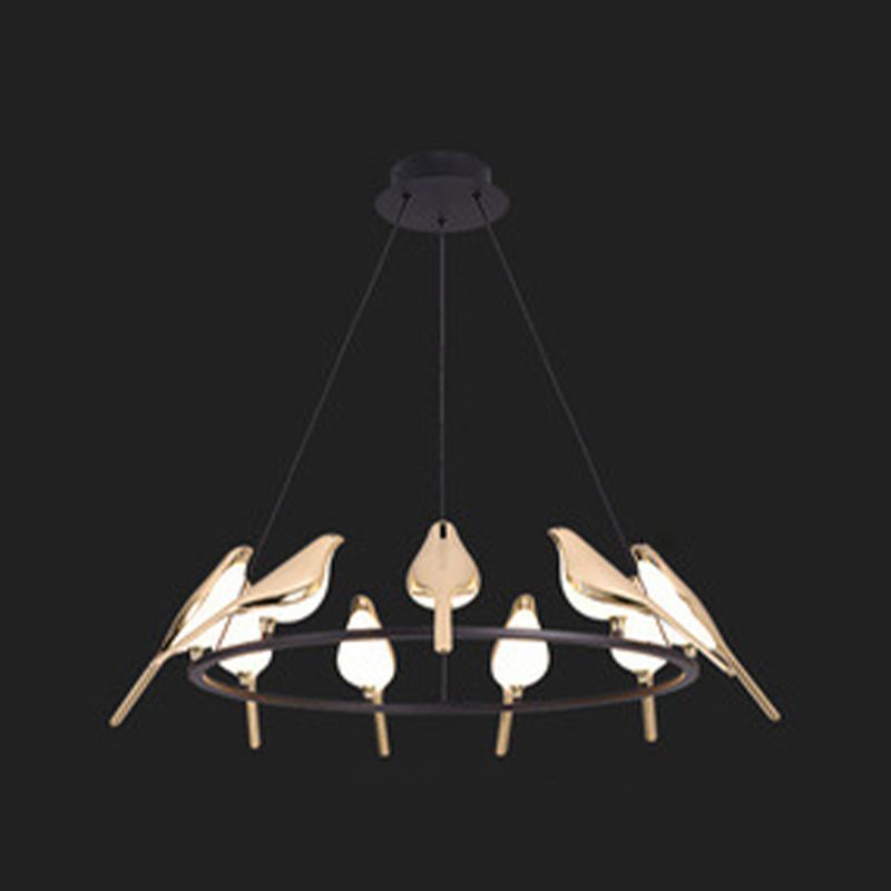 Gold Hanging Lamp Postmodern Style Bird Shape Metal Chandelier Pendant Light