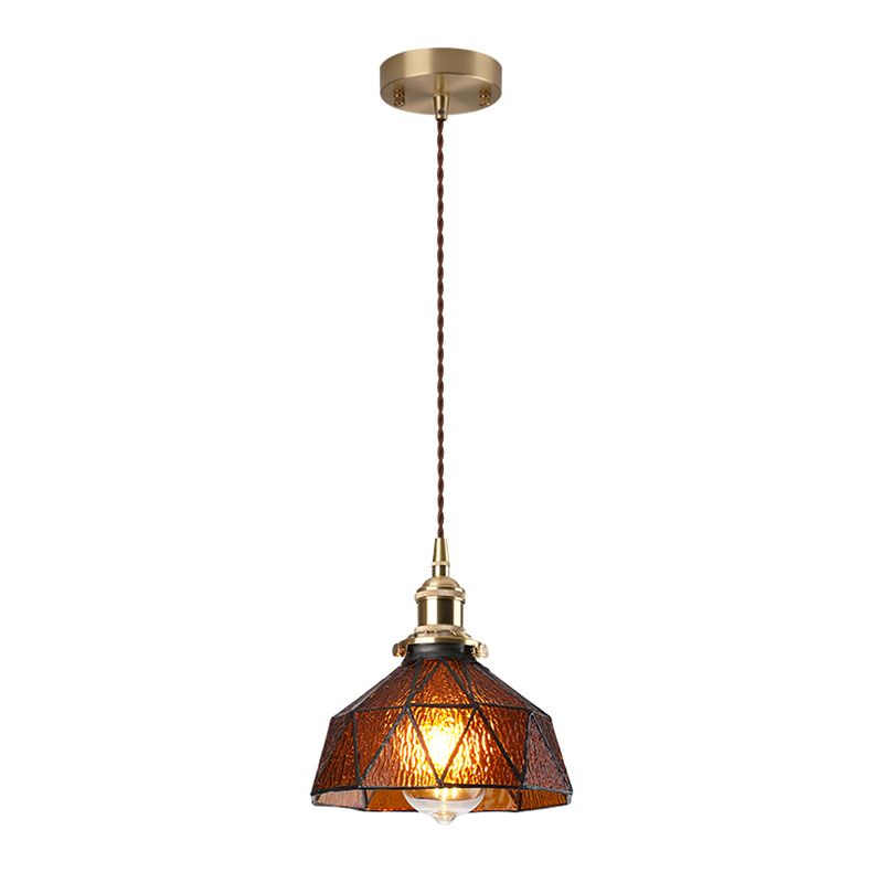 Lampada geometrica di vetro trasparente trasparente ghiacciato 1 ciotola leggera lampada a sospensione in stile tiffany