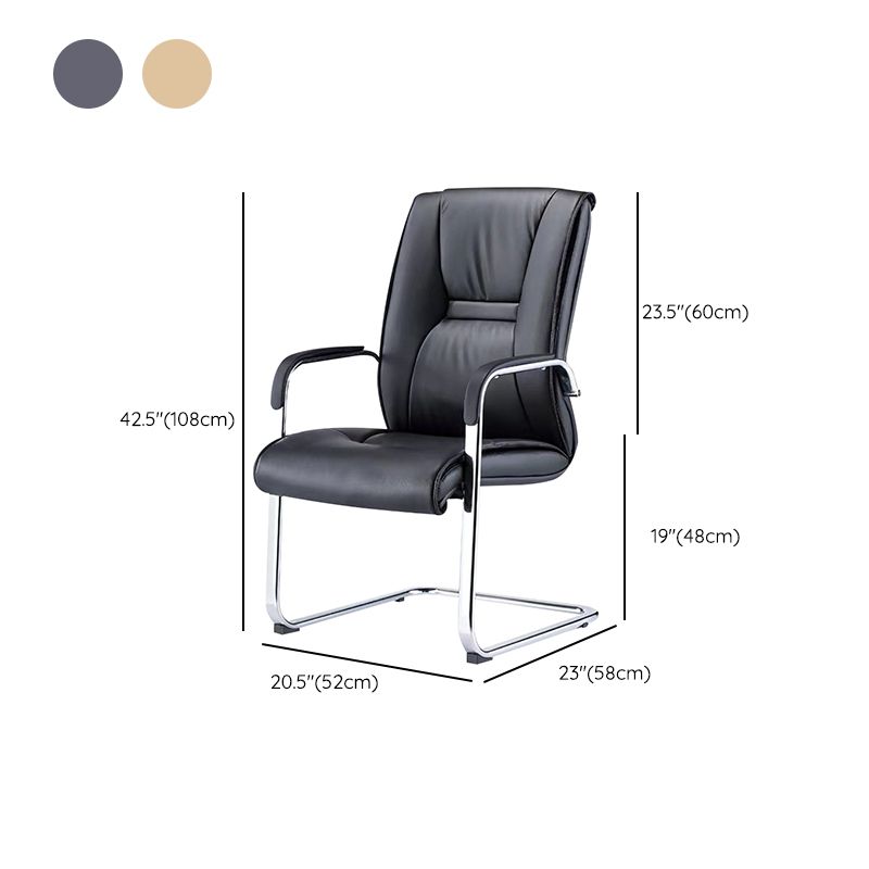 Modern Desk Chair Leather Computer Chair High-Back Chair No Wheels