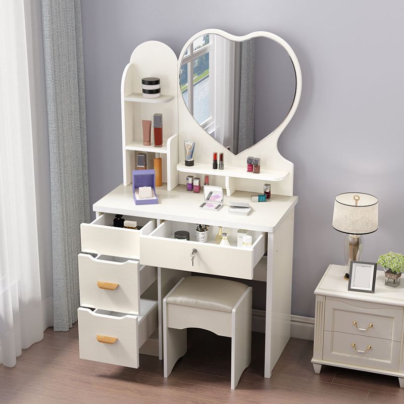 Traditions with Drawer Bedroom Mirror Wooden With Stool Make-up Vanity