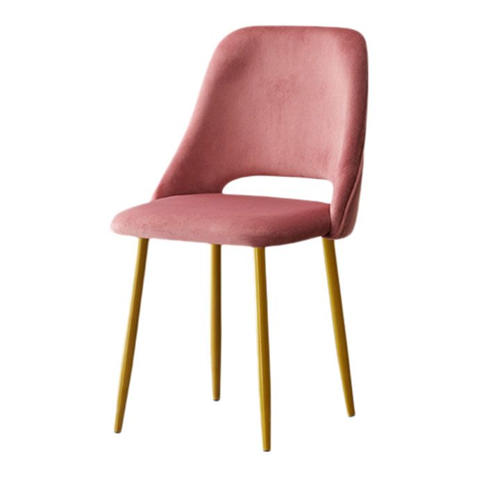 Open Back Dining Side Chair Velvet Upholstered Side Chair with Gold Legs