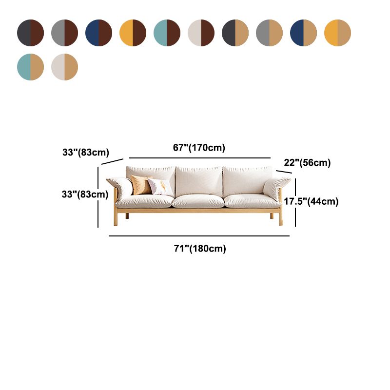 3 Seater 32.6"H Acrylic Wood Pillow Top Arm Sofa for Living Room