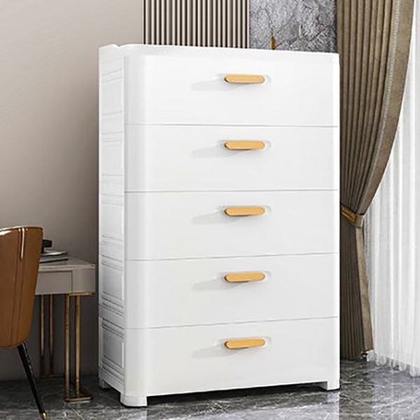 Modern Vertical Kids Nightstand 5 Drawers Plastic Nursery Dresser for Room